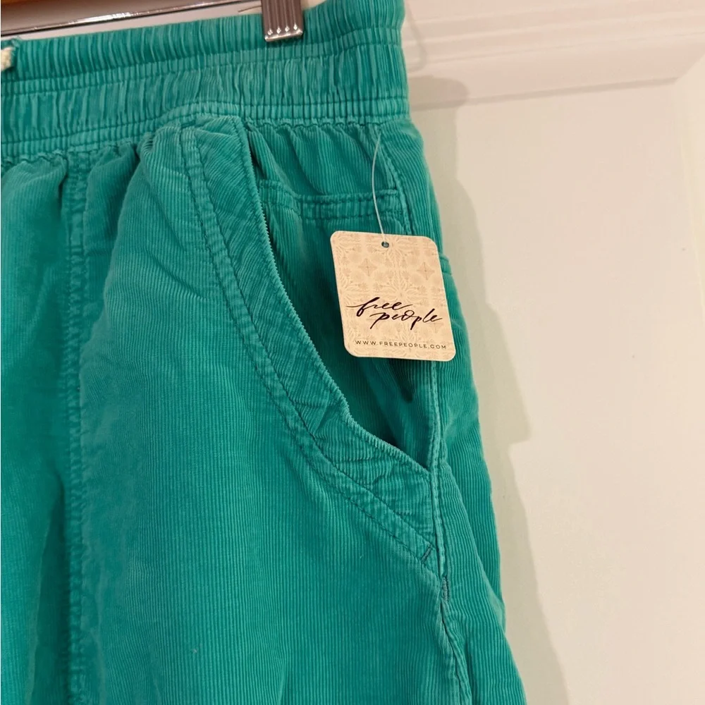 NWT Free People Easy Peasy Pull-On Corduroy Pants Size XS in Turquoise (Ceramic) - Picture 7 of 9